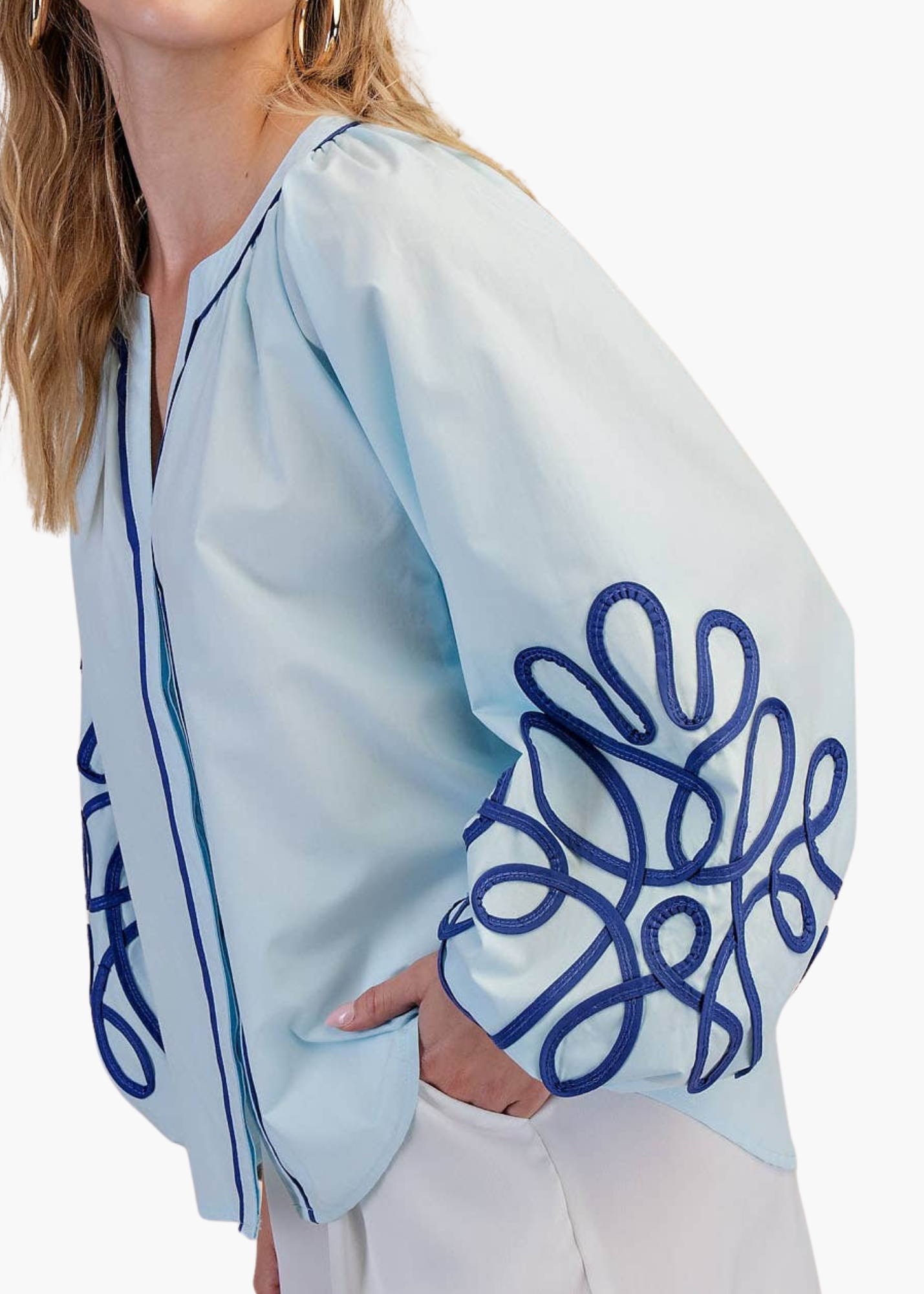Mirabel Puff Sleeve Top in Light Blue