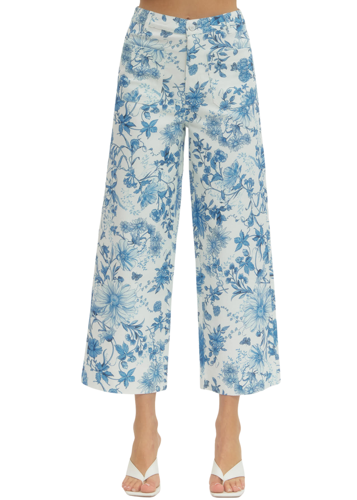 Amelia Pants in Blue Toile