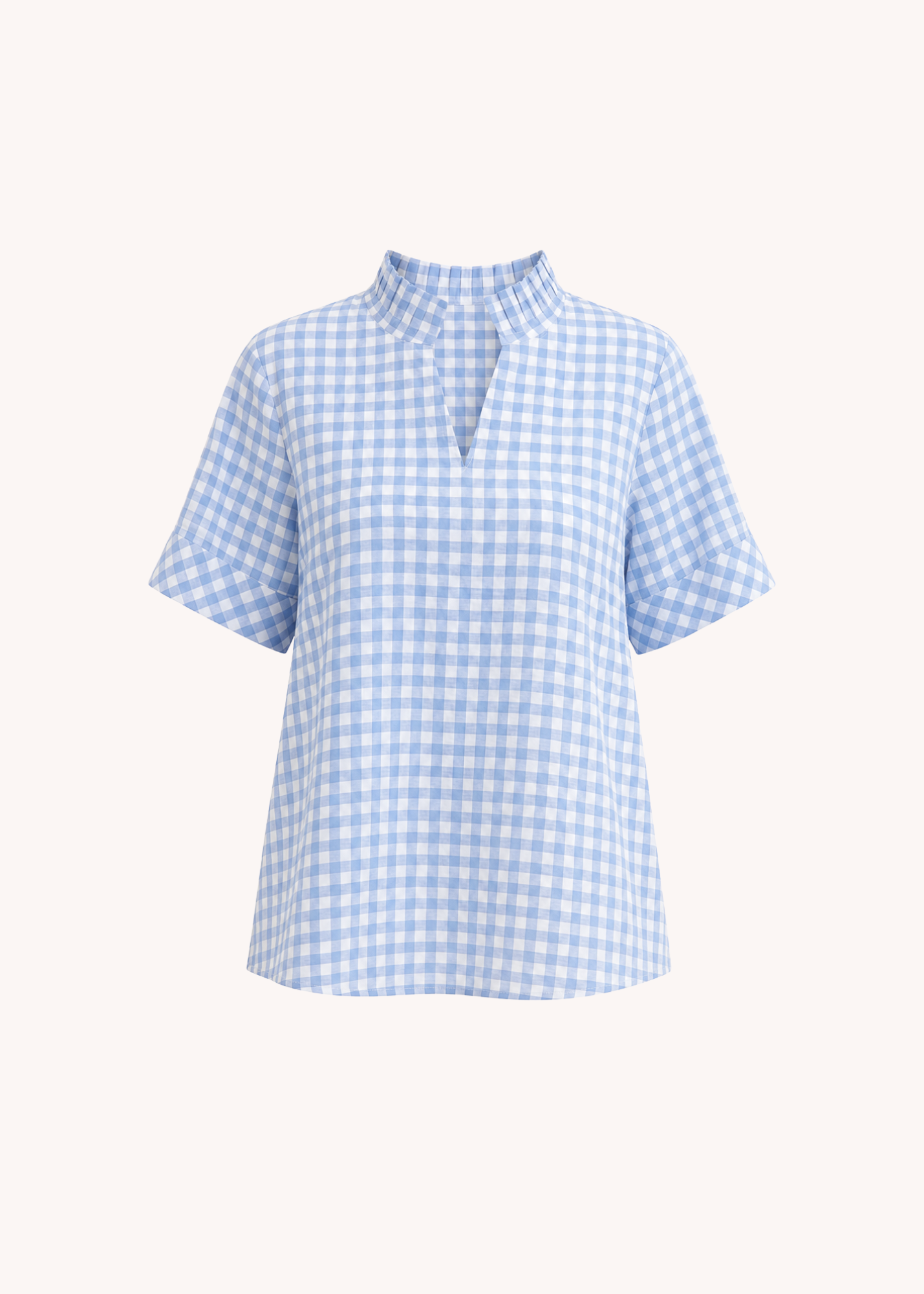 Gingham Cotton Top in Light Blue