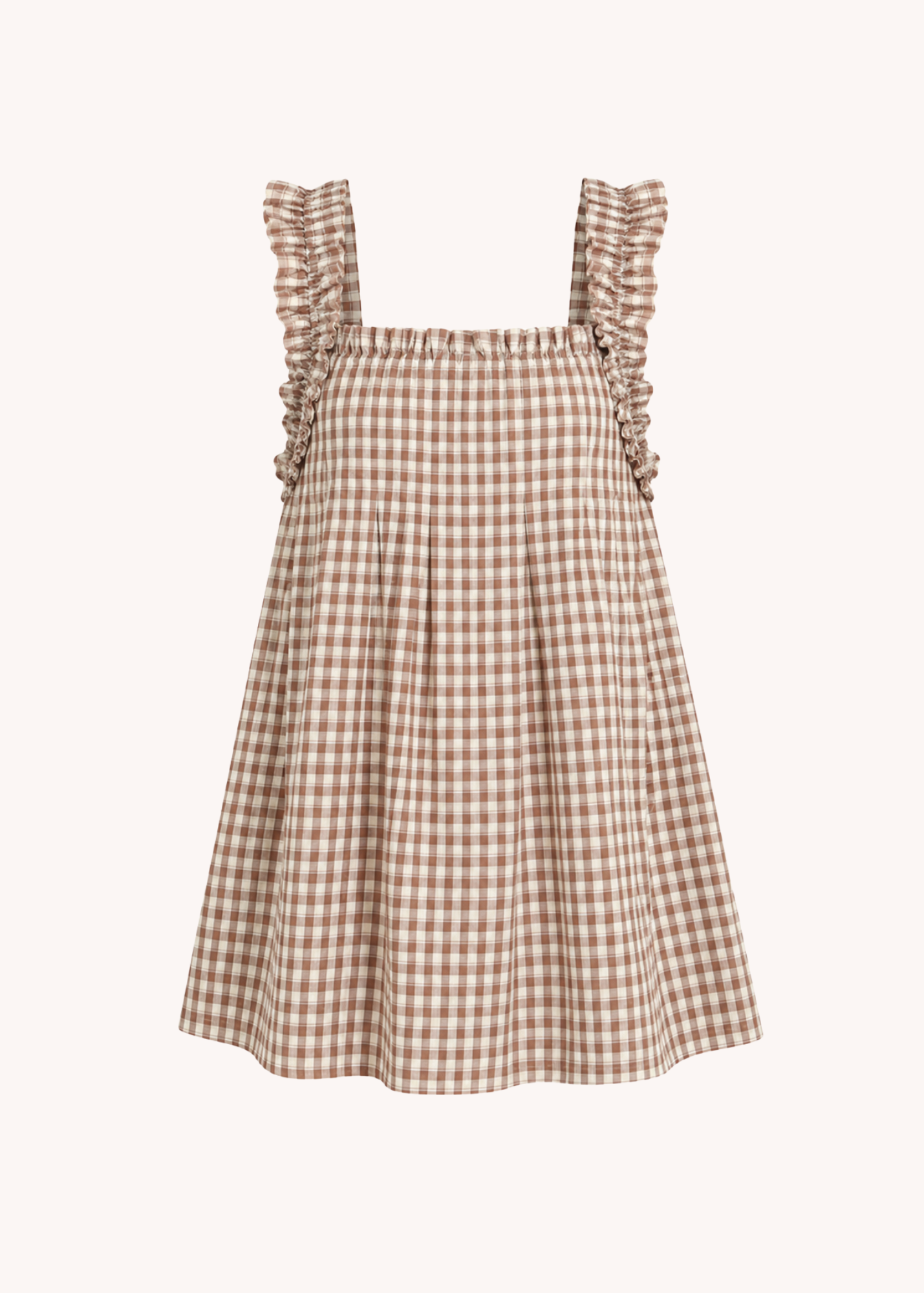 Ruby Mini Dress in Brown Gingham