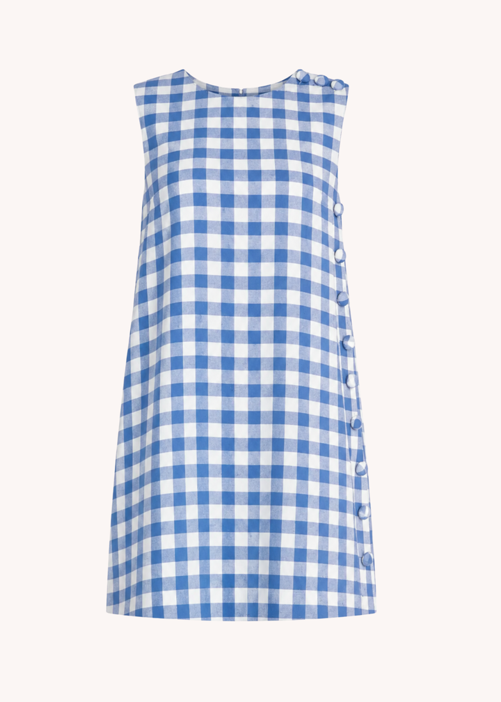 Sadie Mini Shift Dress in Blue Gingham