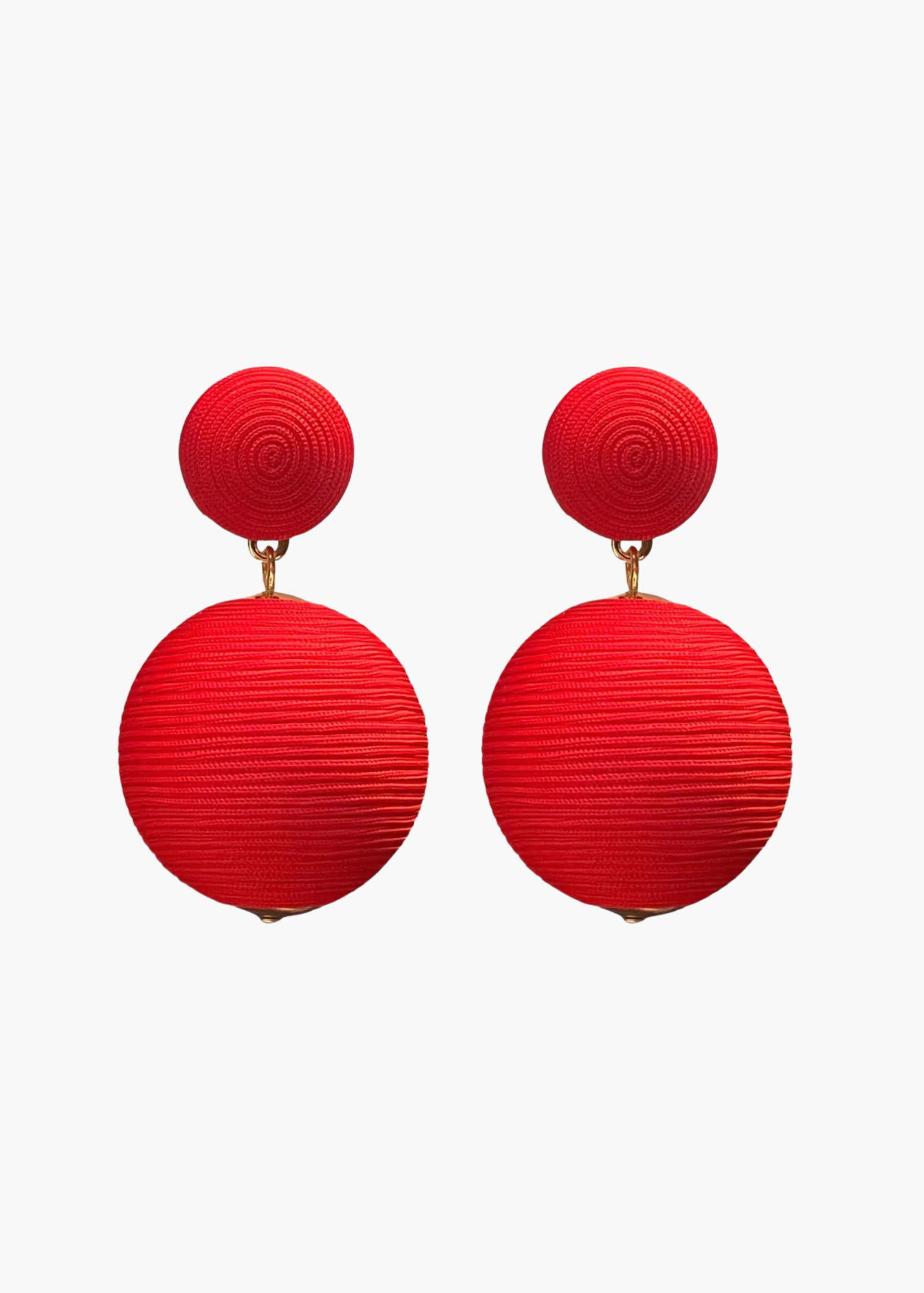 Red pom shop pom earrings