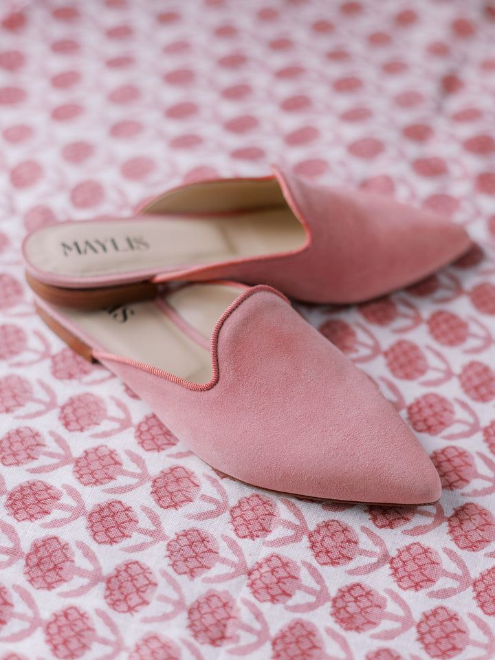 The Rita Mule in Rose Suede