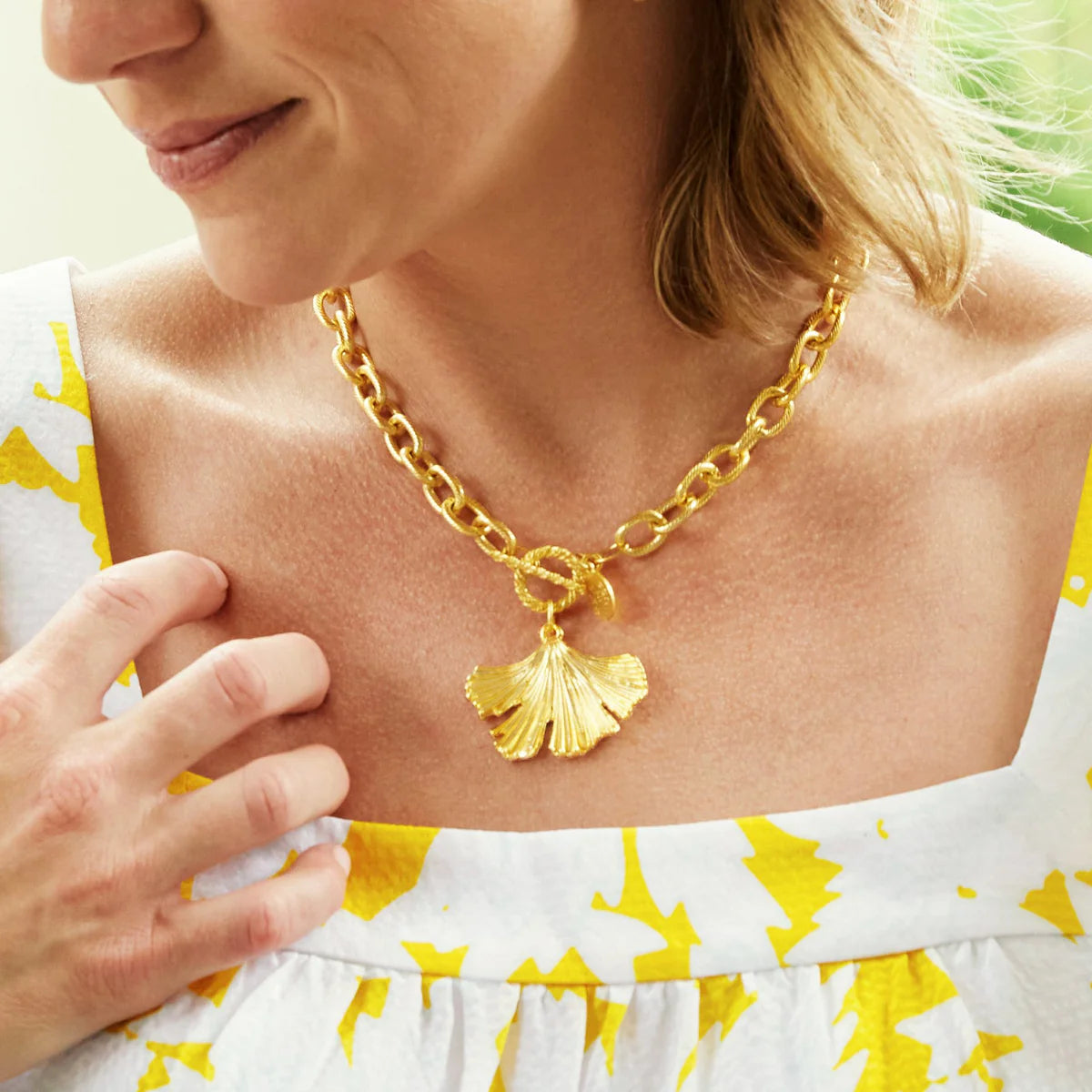 Ginkgo Leaf Toggle Necklace