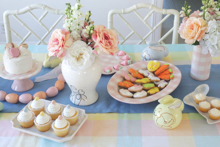 Gingham Vase in French Blue