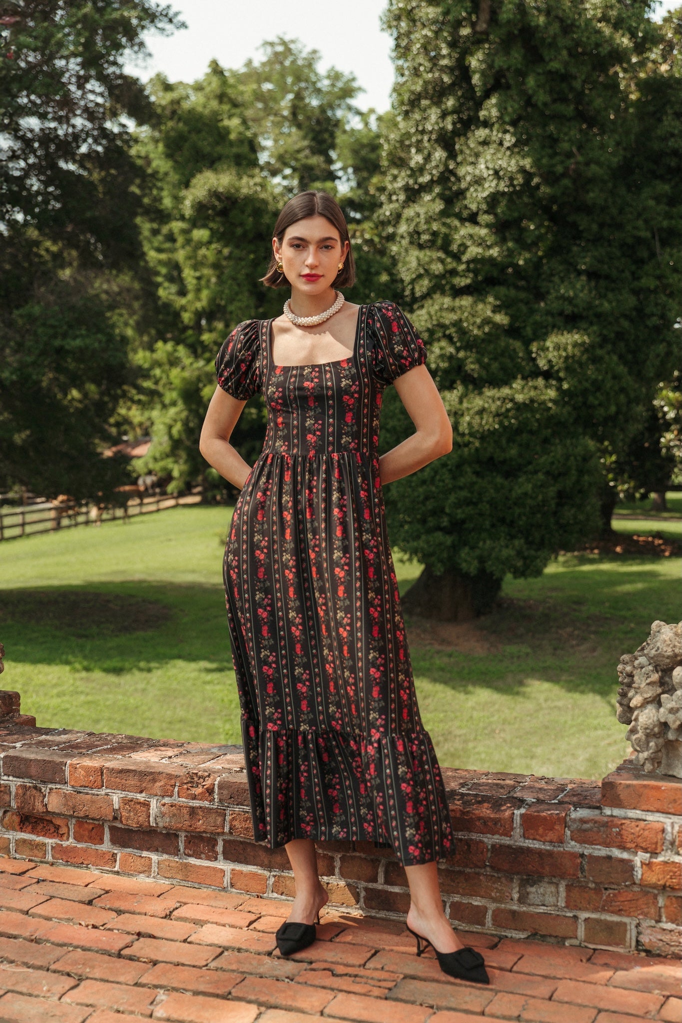 Cornelia Dress in Onyx Garden