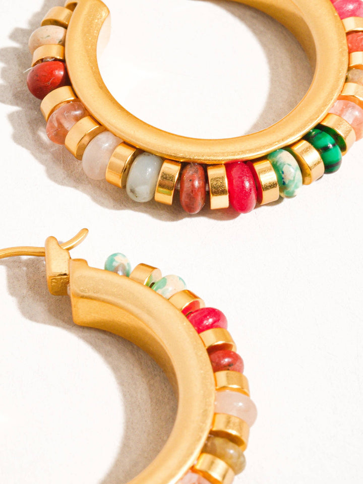 Capri 18K Gold Beaded Hoop in Multi