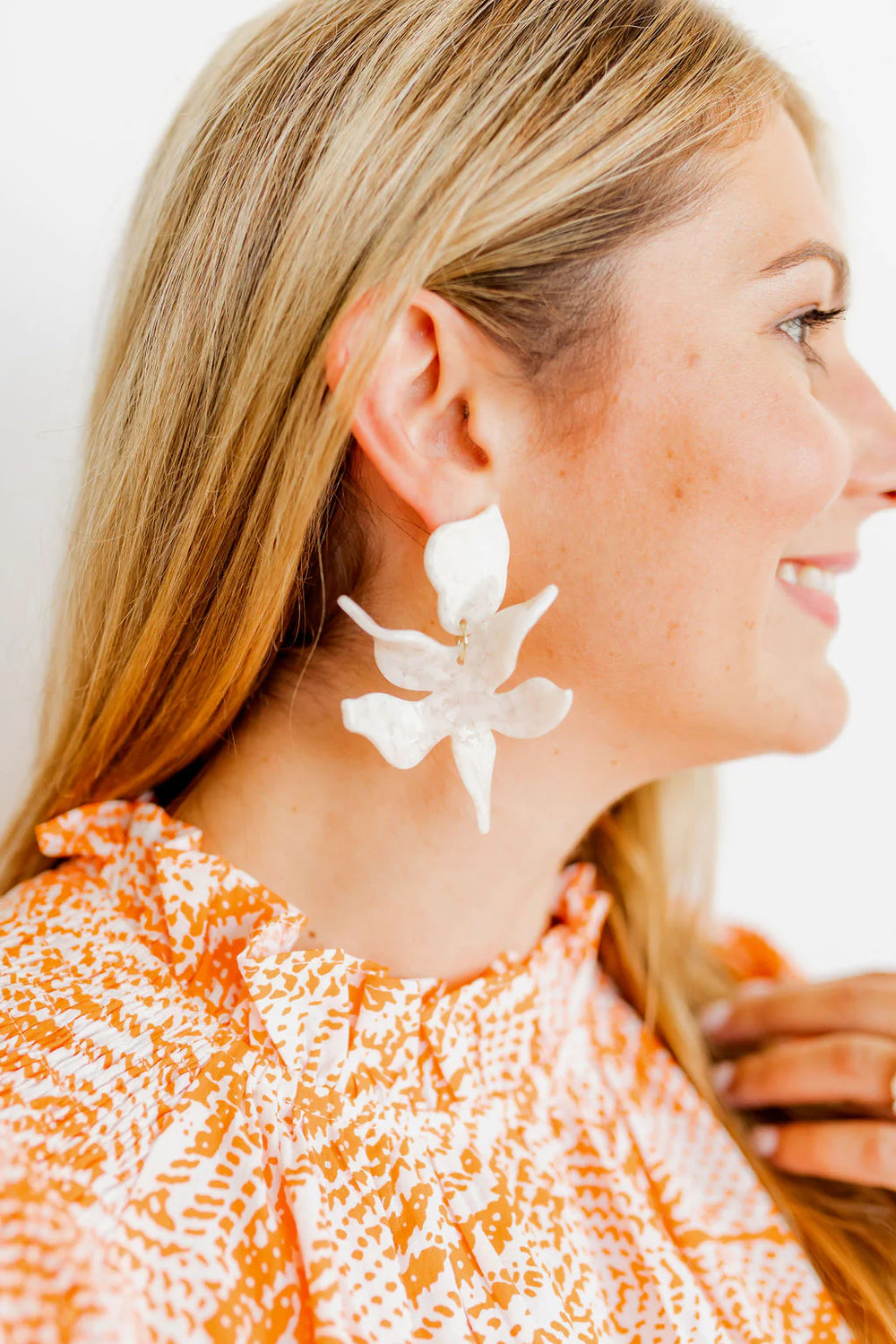 Flora Earrings in White Shell