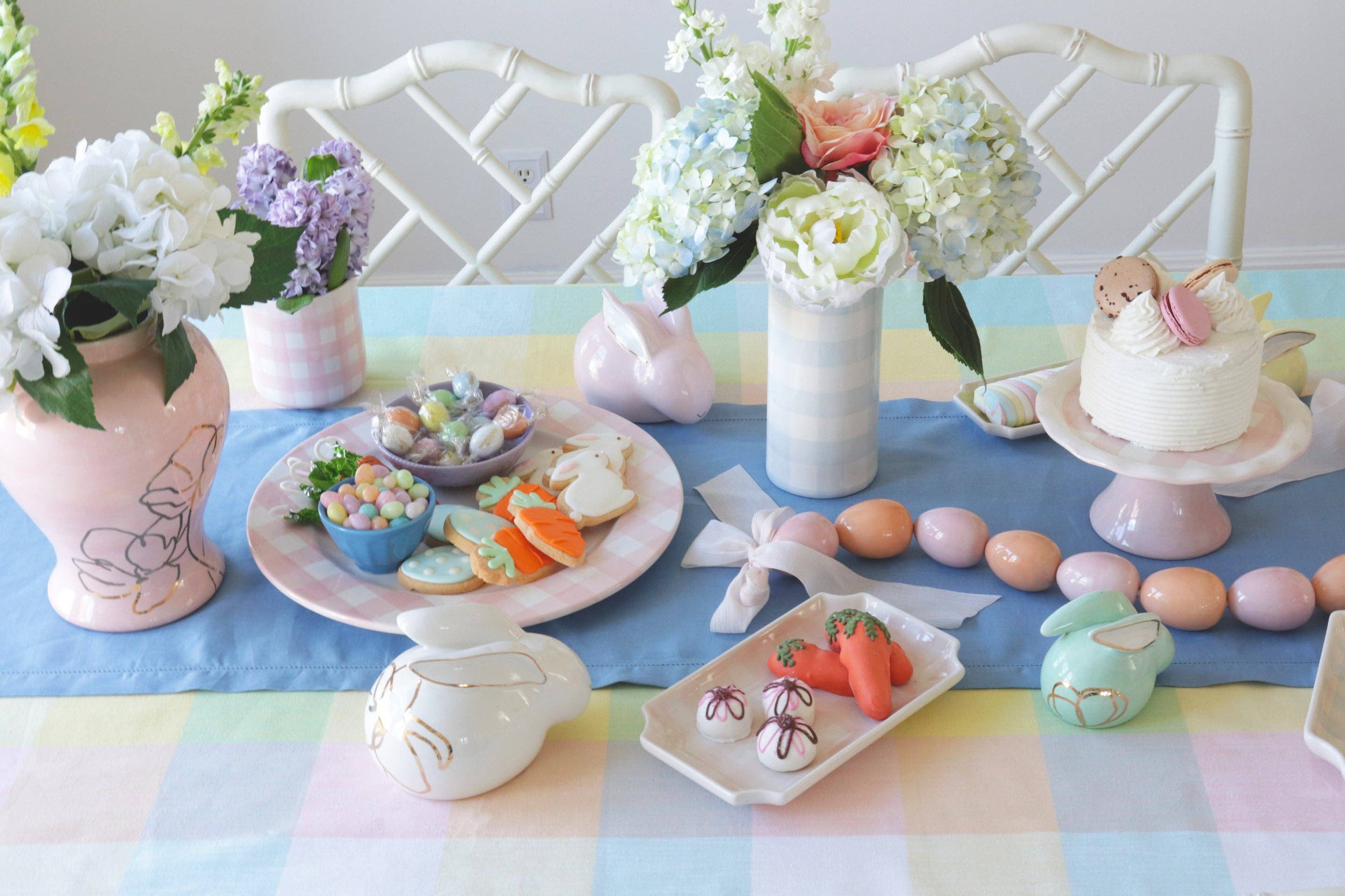 Gingham Vase in French Blue