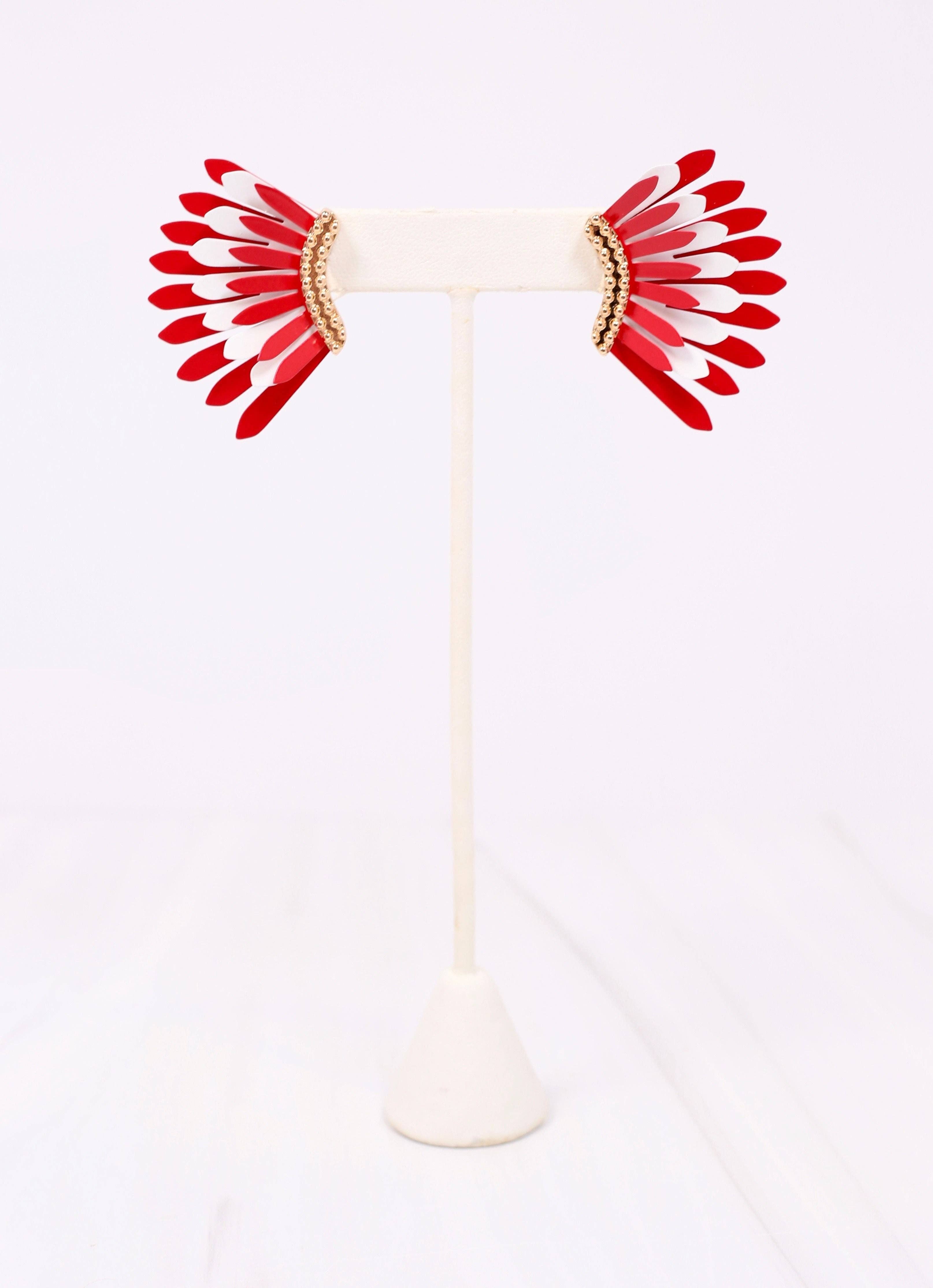 Fernie Metal Fan Earring in Red