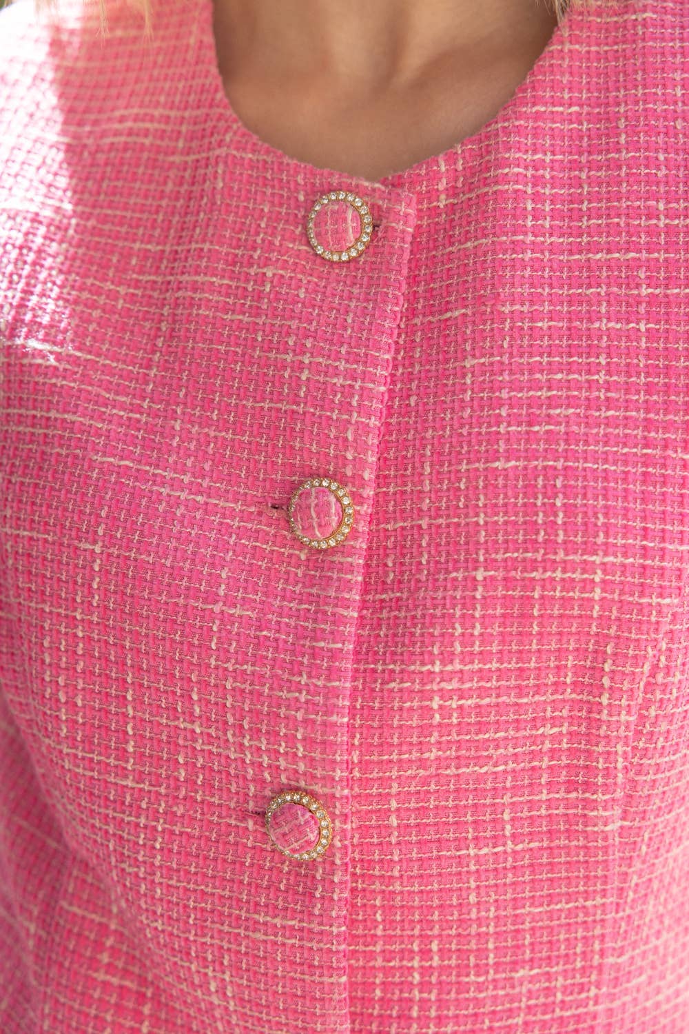 Jackie Tweed Shift Dress in Pink