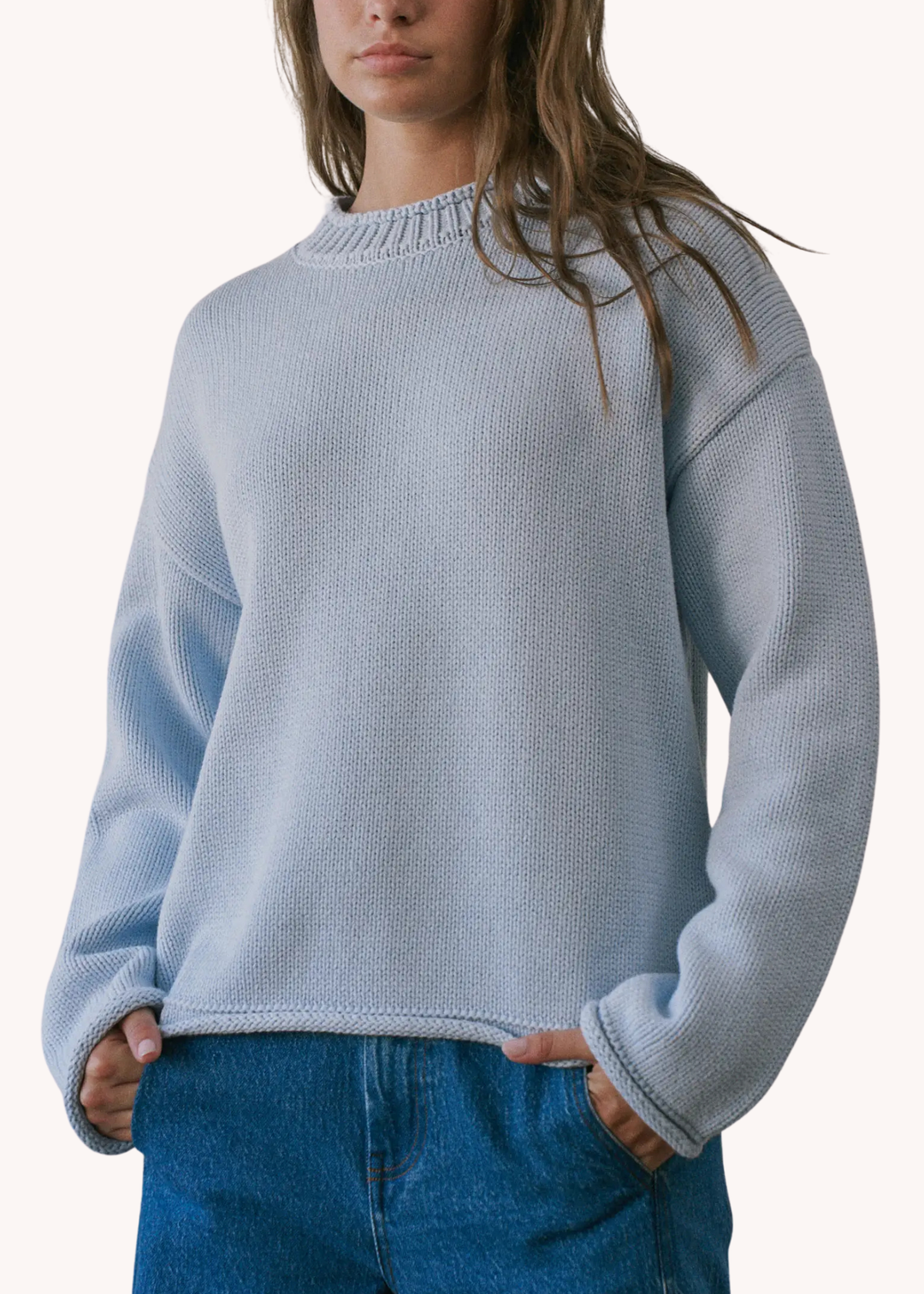 Roll Neck Sweater in Baby Blue
