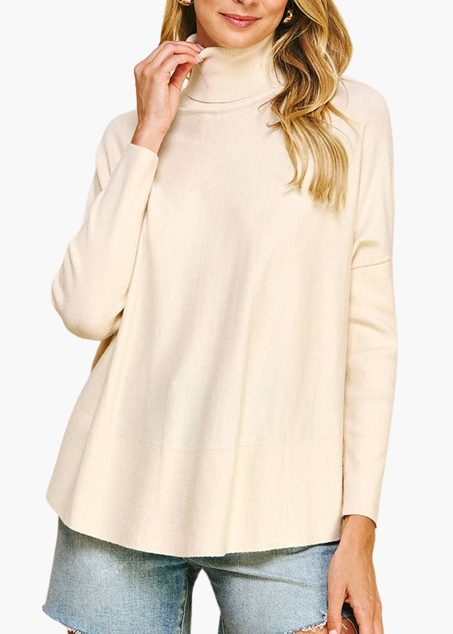 Turtleneck Pullover in Cream