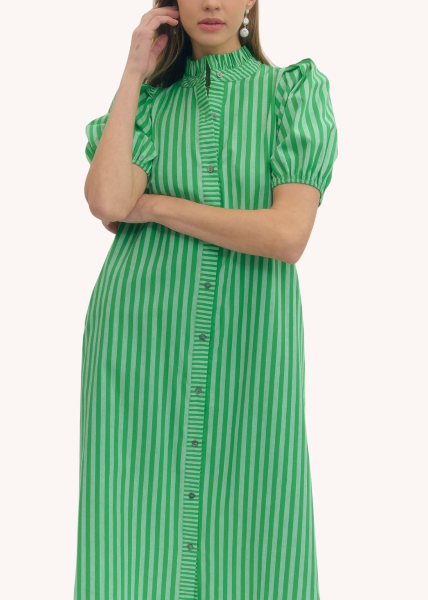 Madison Cotton Midi Dress in Green