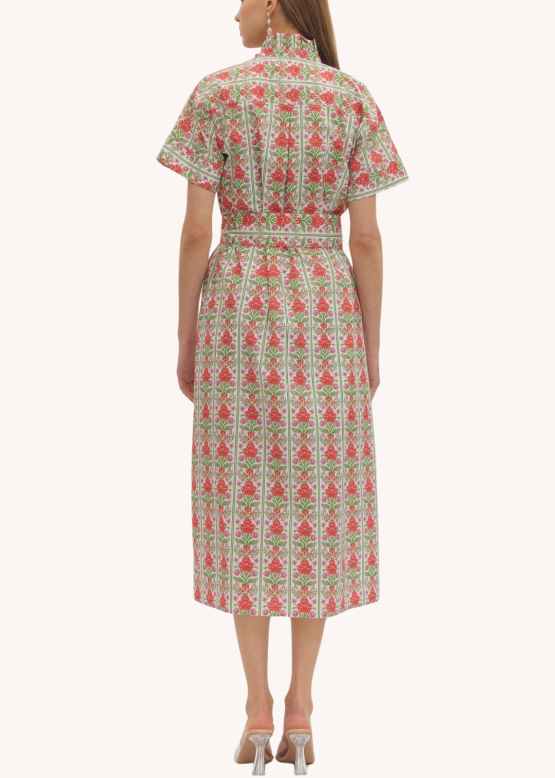 Hallie Midi Shirt Dress in Red