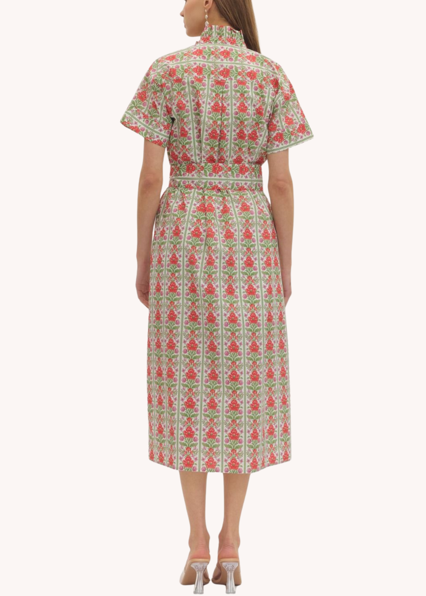 Hallie Midi Shirt Dress in Red