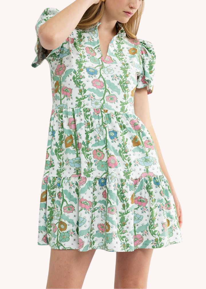 Navy Dress in Handkerchief Bloom