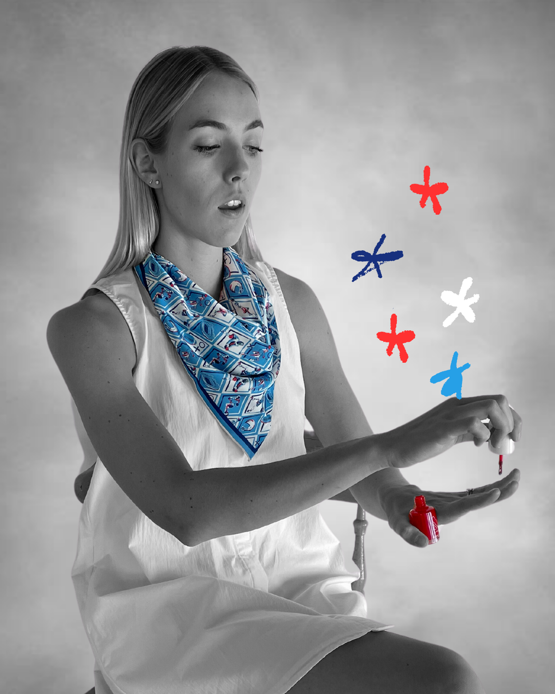 Blue + Navy + Red Checkerboard Gameday Scarf