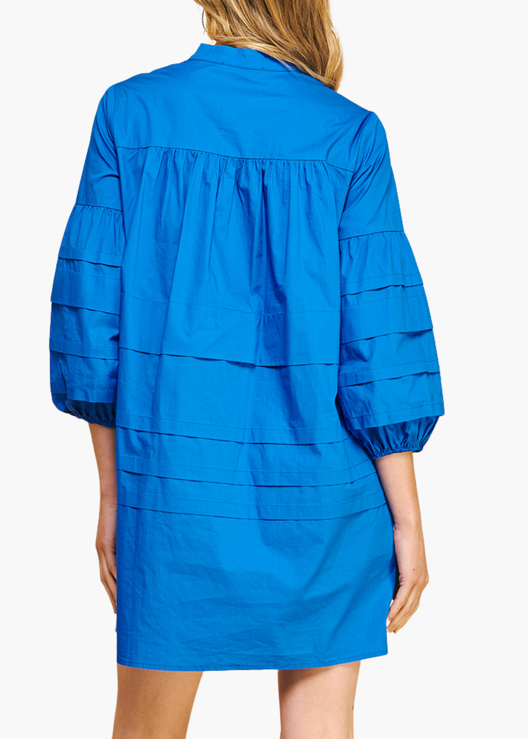 Aidan Tiered Mini Dress in Sea Blue