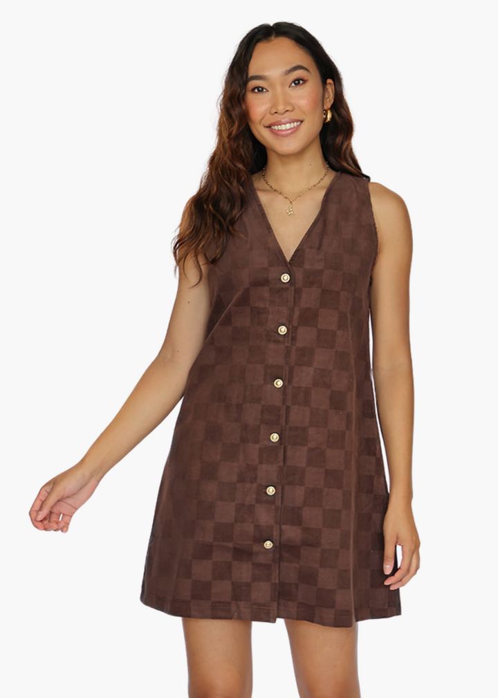 Dorothy Dress in Oak Check Cordoruy