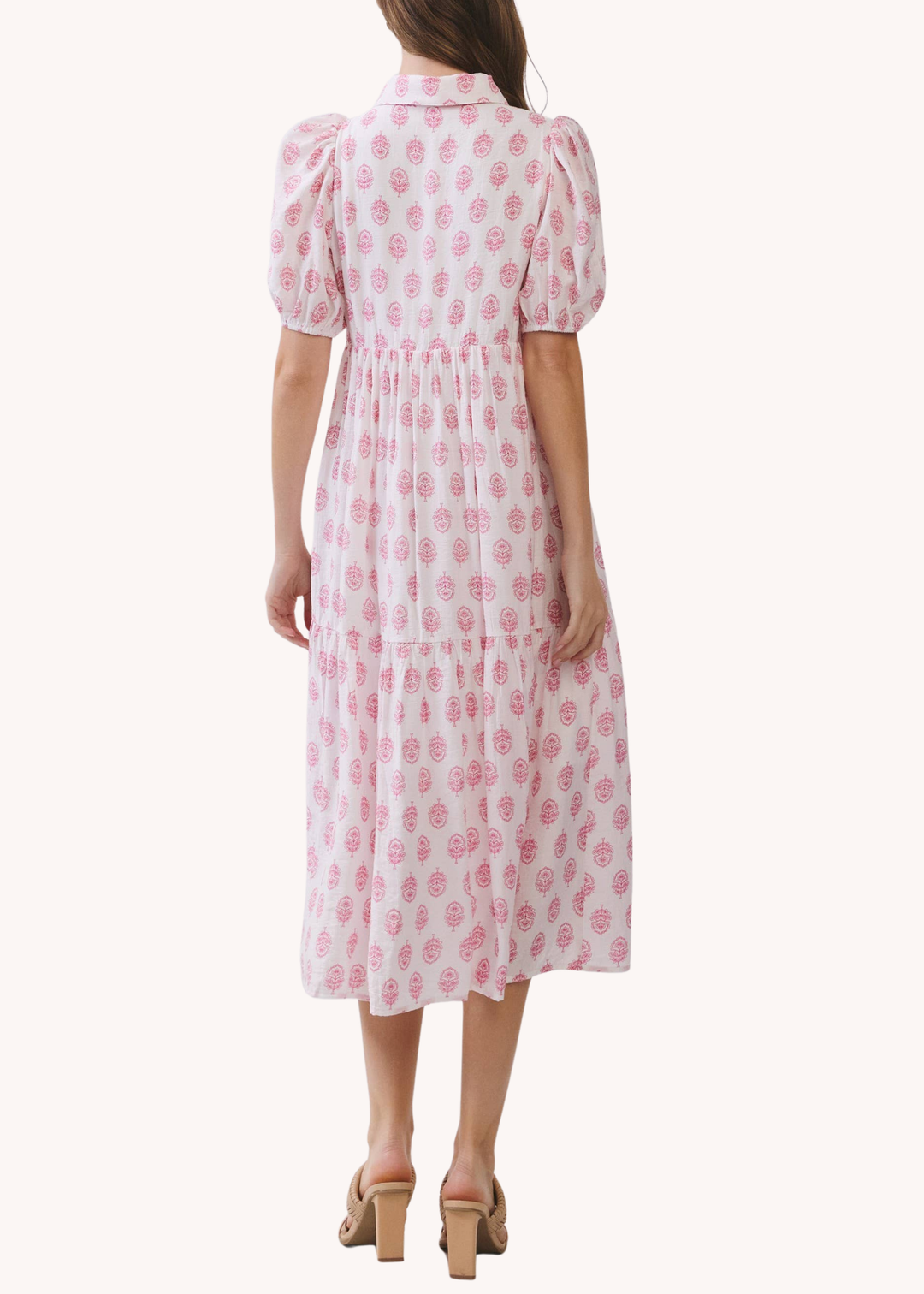 Tiegan Blockprint Tiered Midi Dress