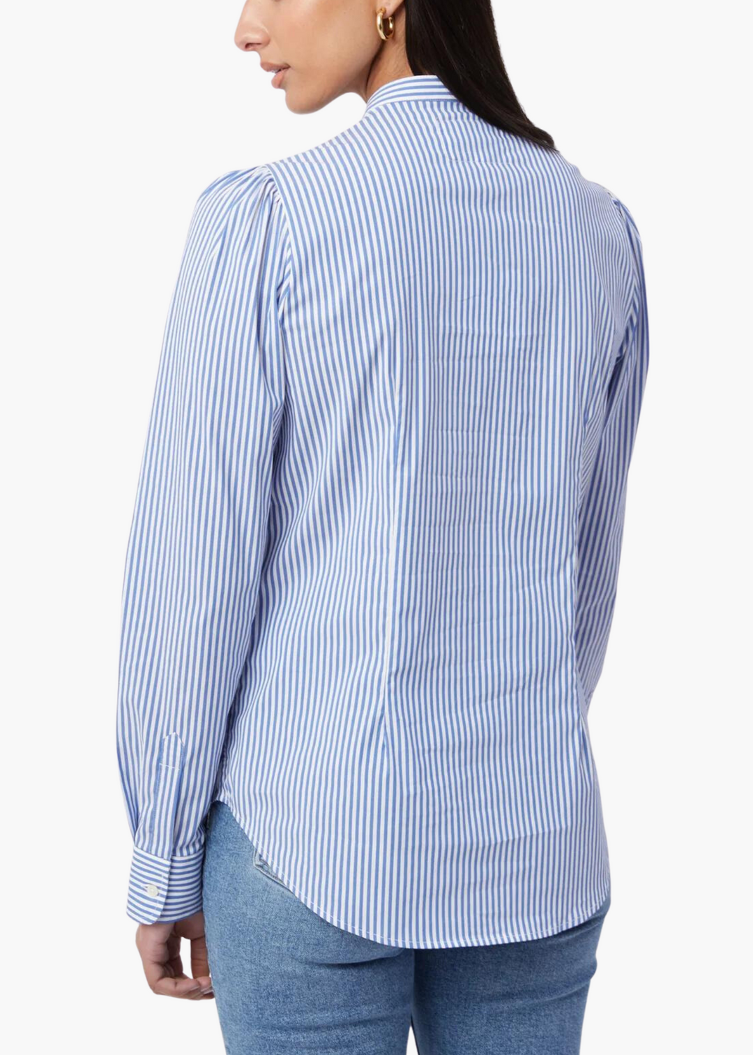 Puffed Shoulder Button-Up Shirt | Pacific Stripe