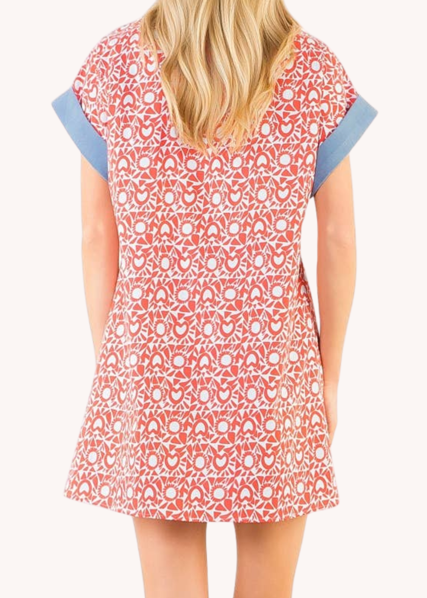 Americana Block Print Mini Shirt Dress