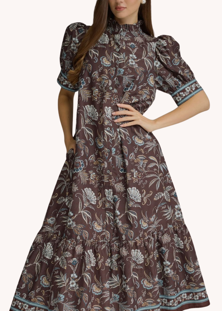 Kelly Cotton Midi Dress in Eggplant