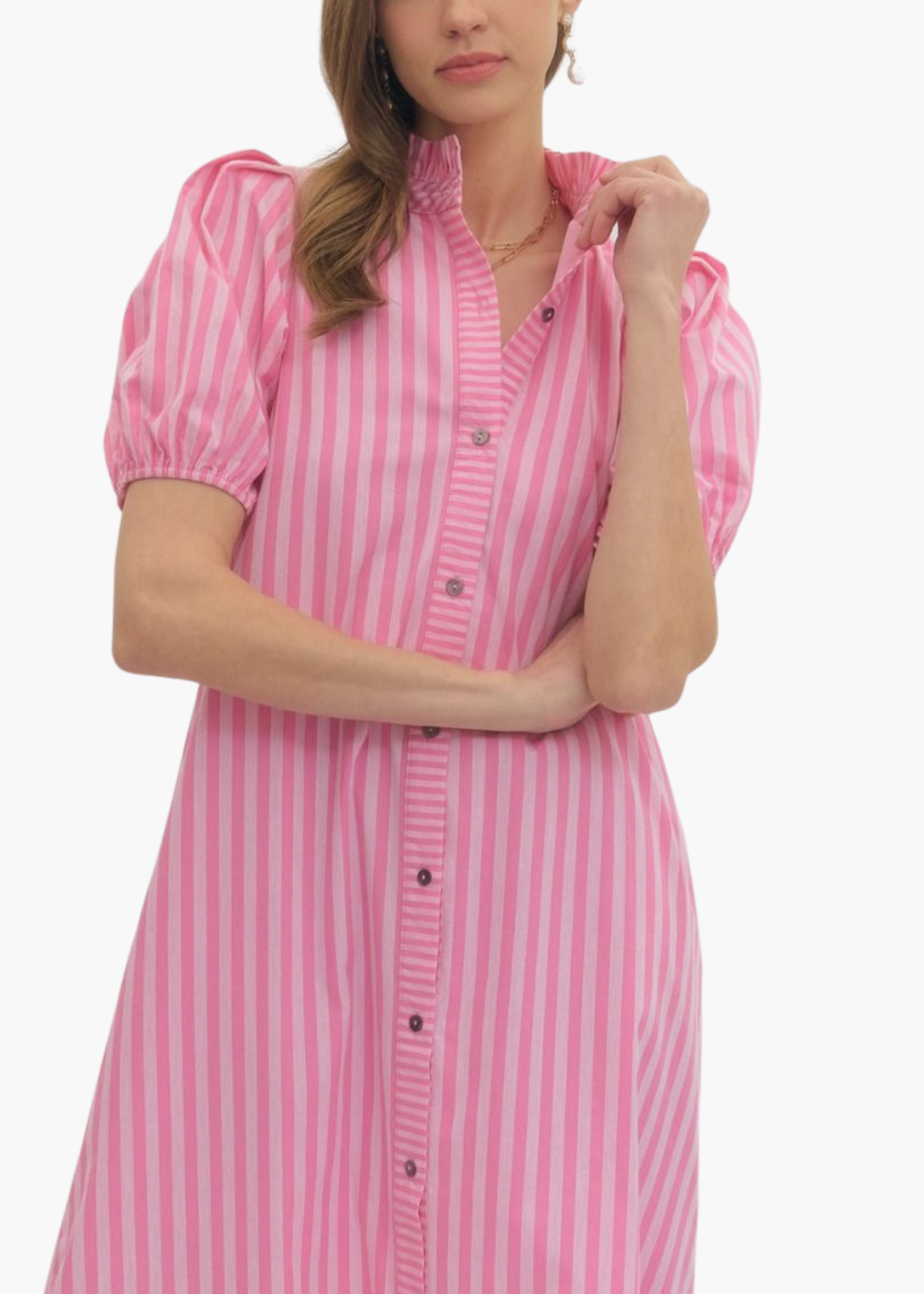 Madison Cotton Midi Dress in Pink