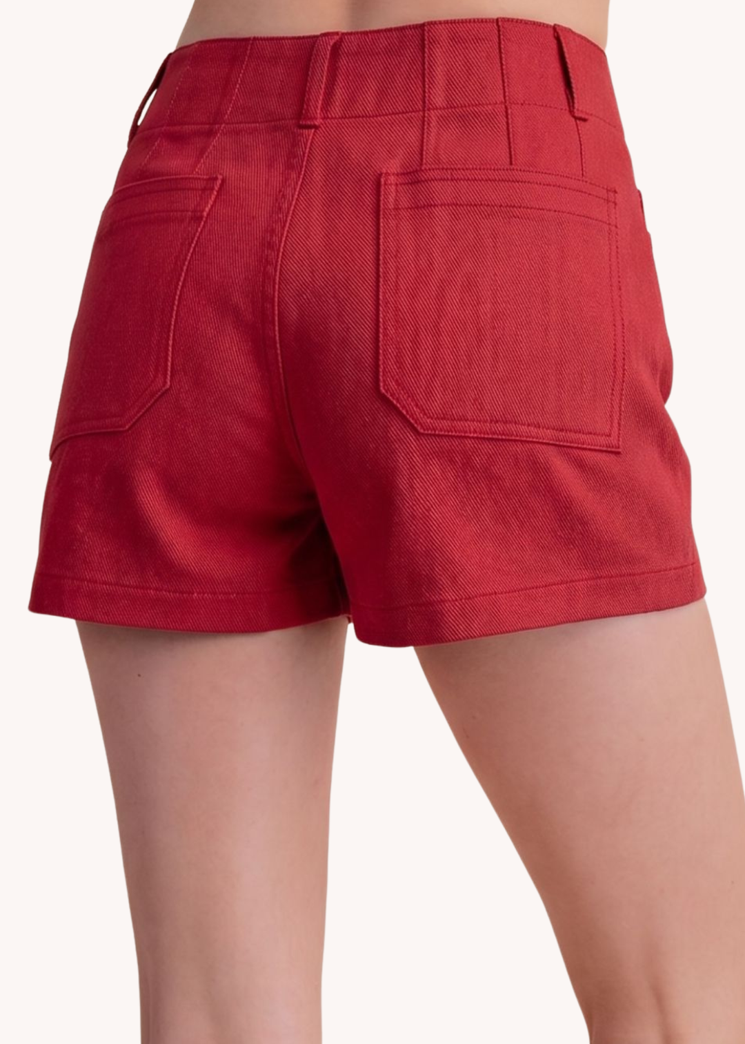 Colette Scalloped Shorts in Red