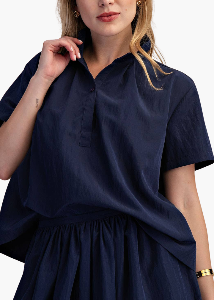 Chloe Lightweight Cotton Top in Navy