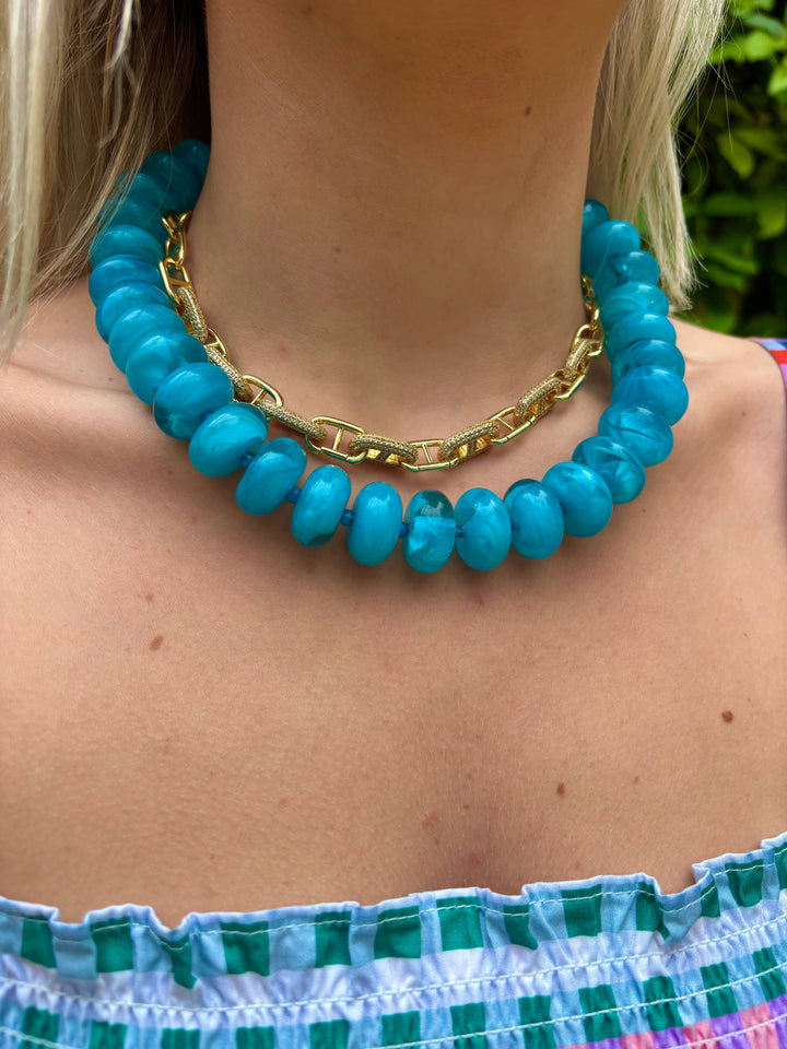 Bailey Chunky Beaded Necklace in Red