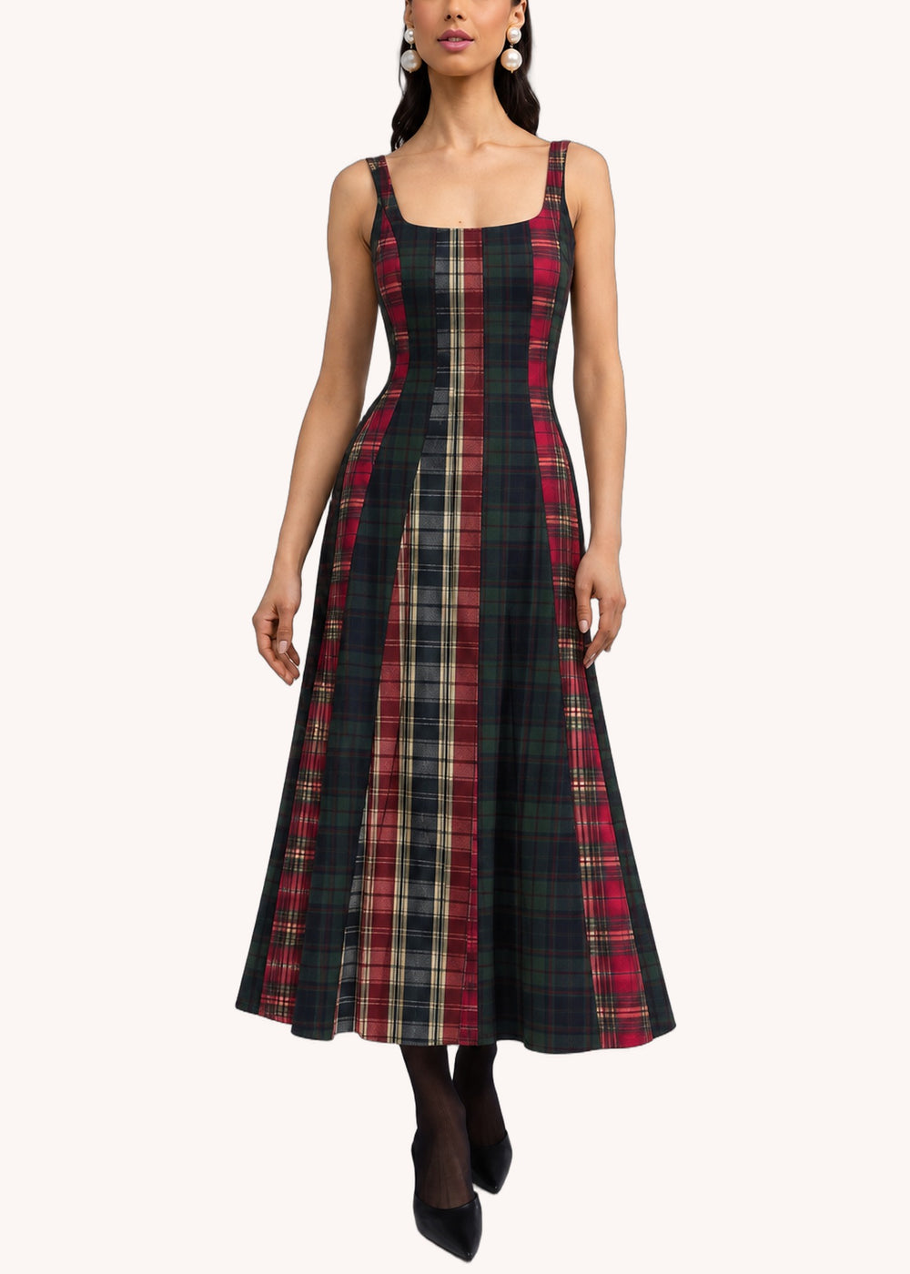 Banks Dress in Combined Plaid