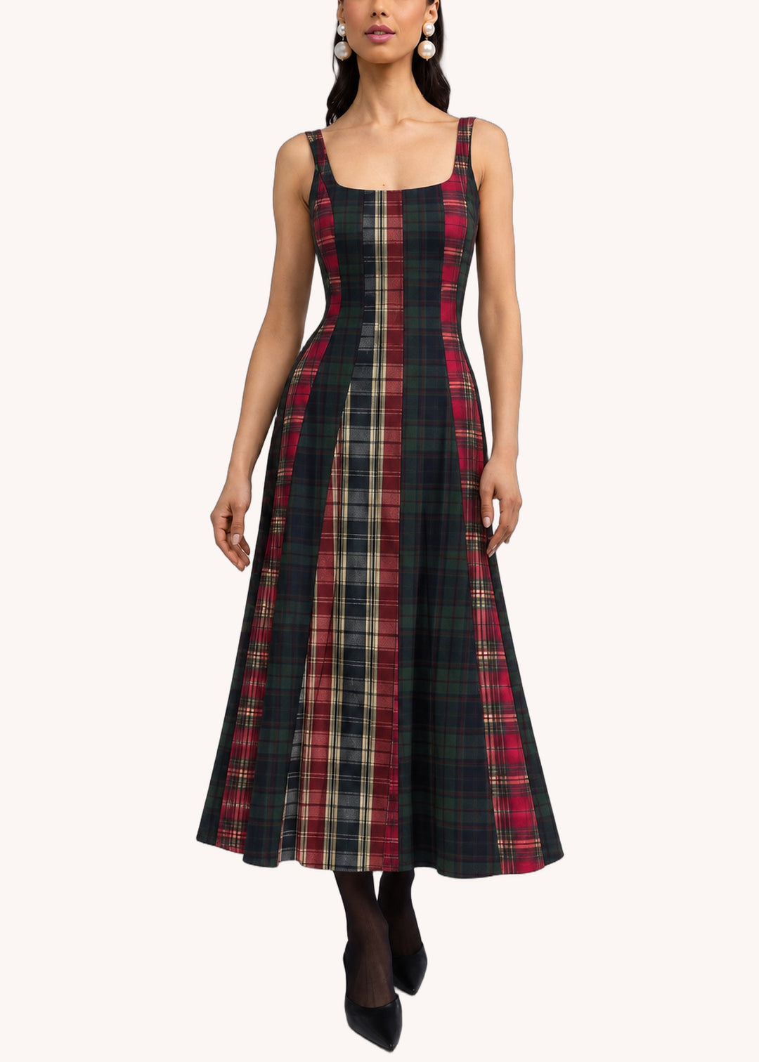 Banks Dress in Combined Plaid