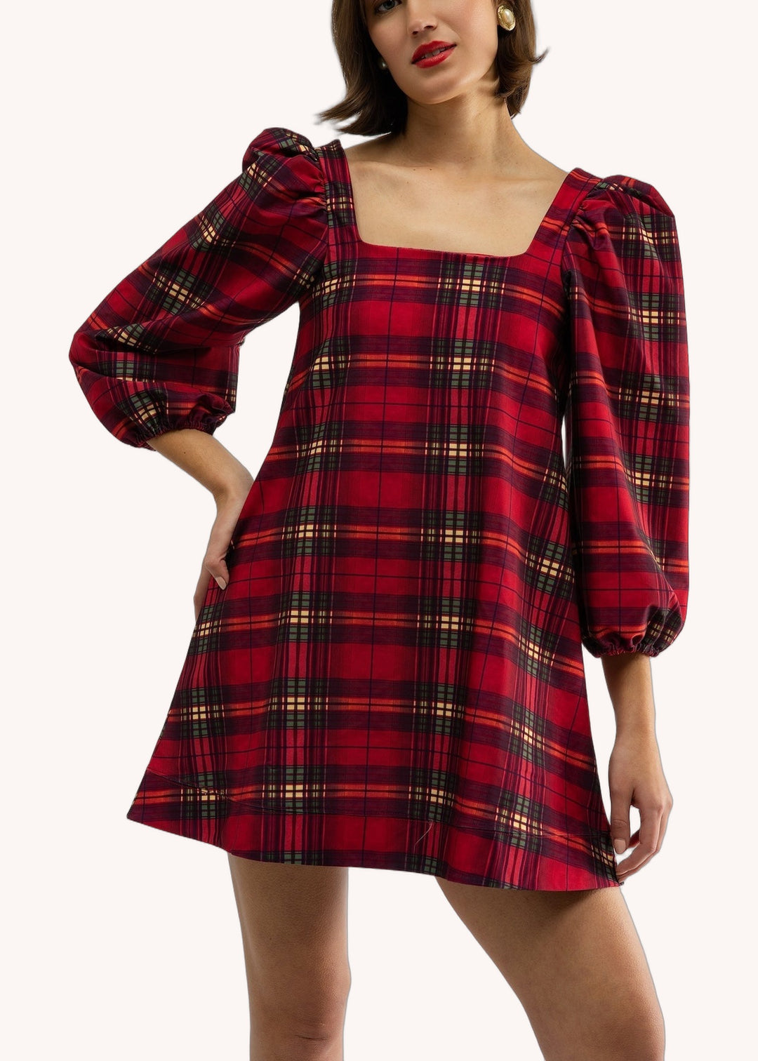 Collins Dress in Cabernet Plaid