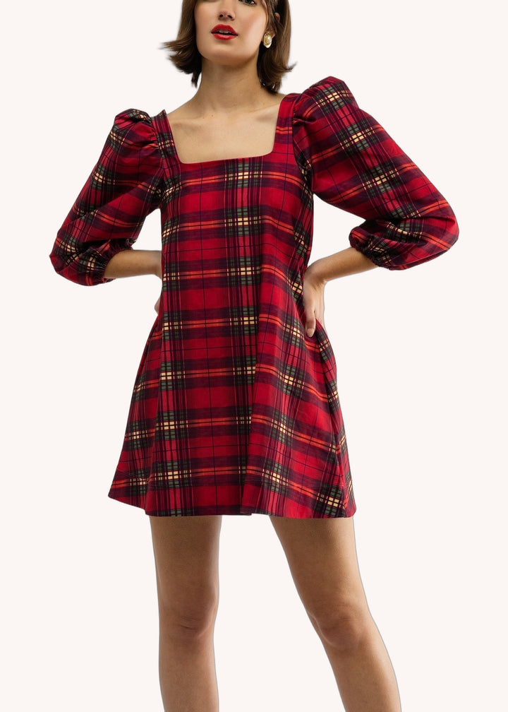 Collins Dress in Cabernet Plaid