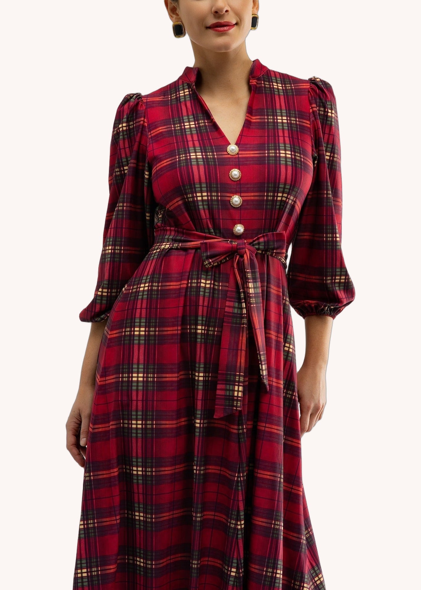 Vivian Dress in Cabernet Plaid