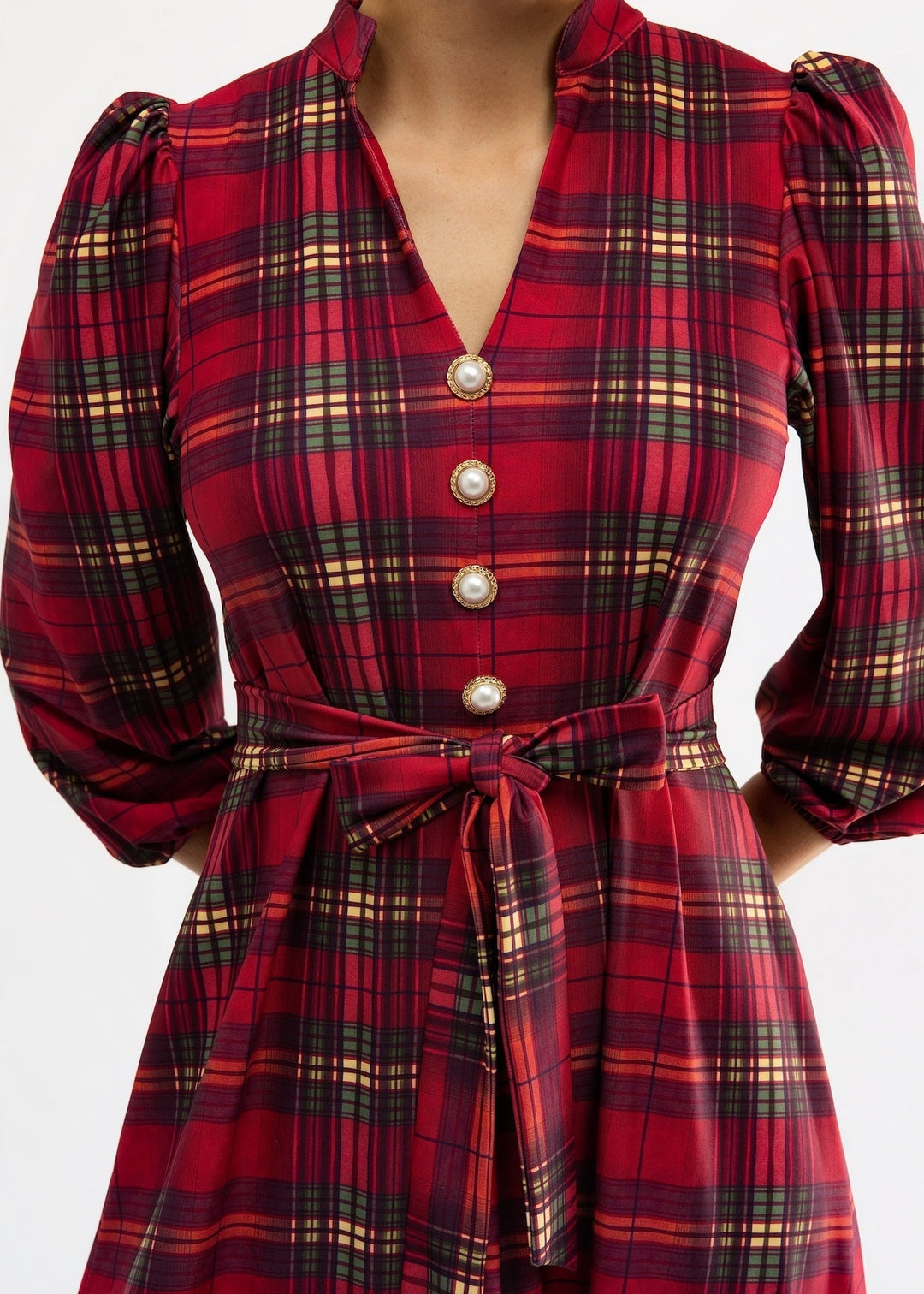 Vivian Dress in Cabernet Plaid
