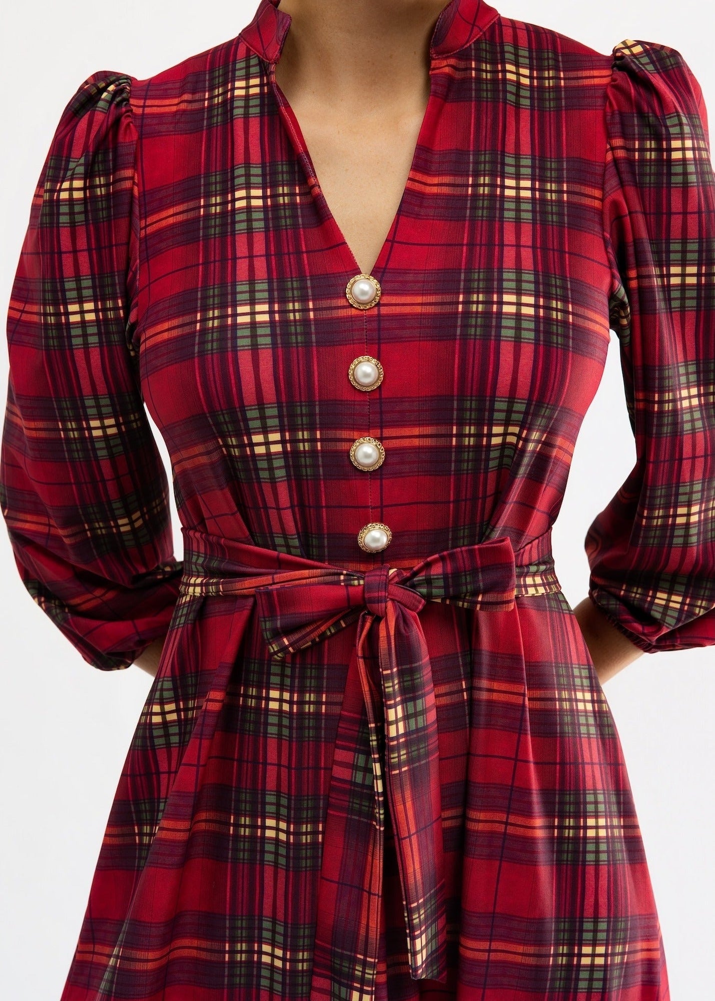 Vivian Dress in Cabernet Plaid