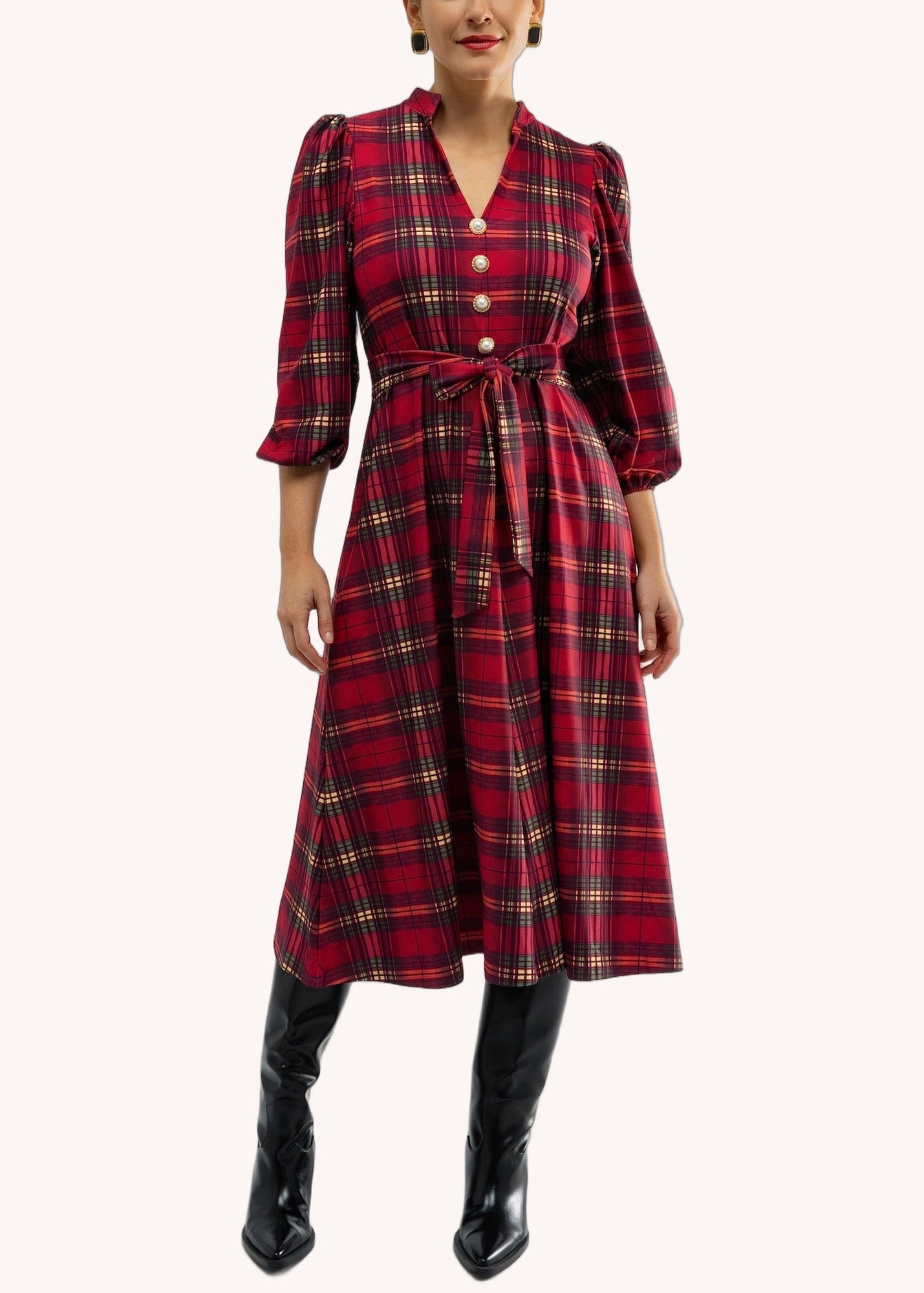 Vivian Dress in Cabernet Plaid