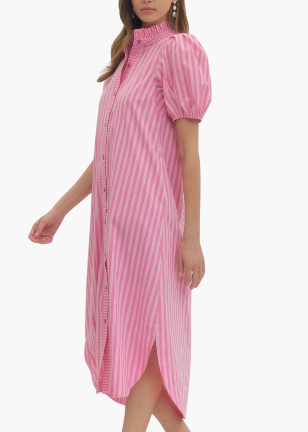 Madison Cotton Midi Dress in Pink