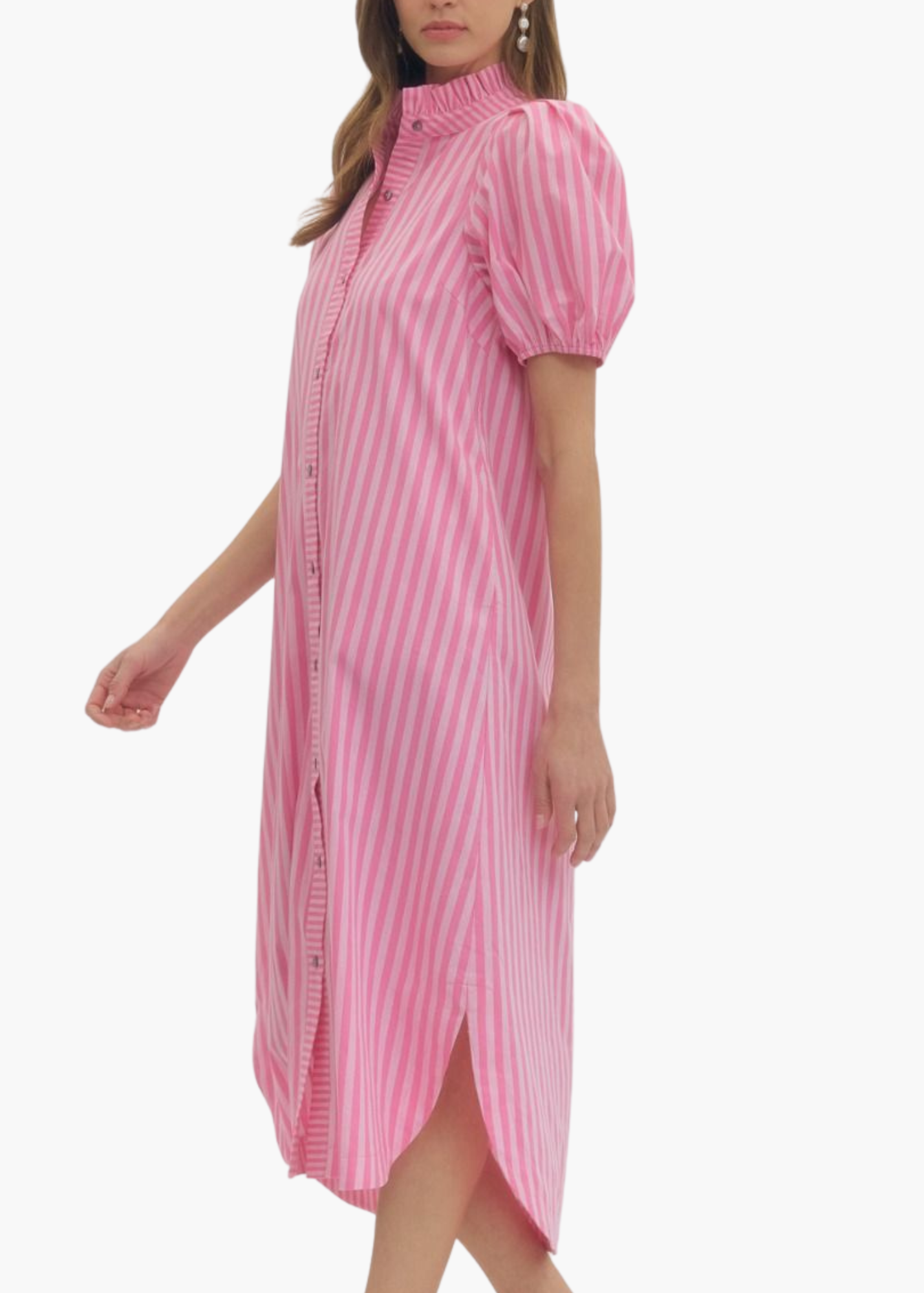 Madison Cotton Midi Dress in Pink