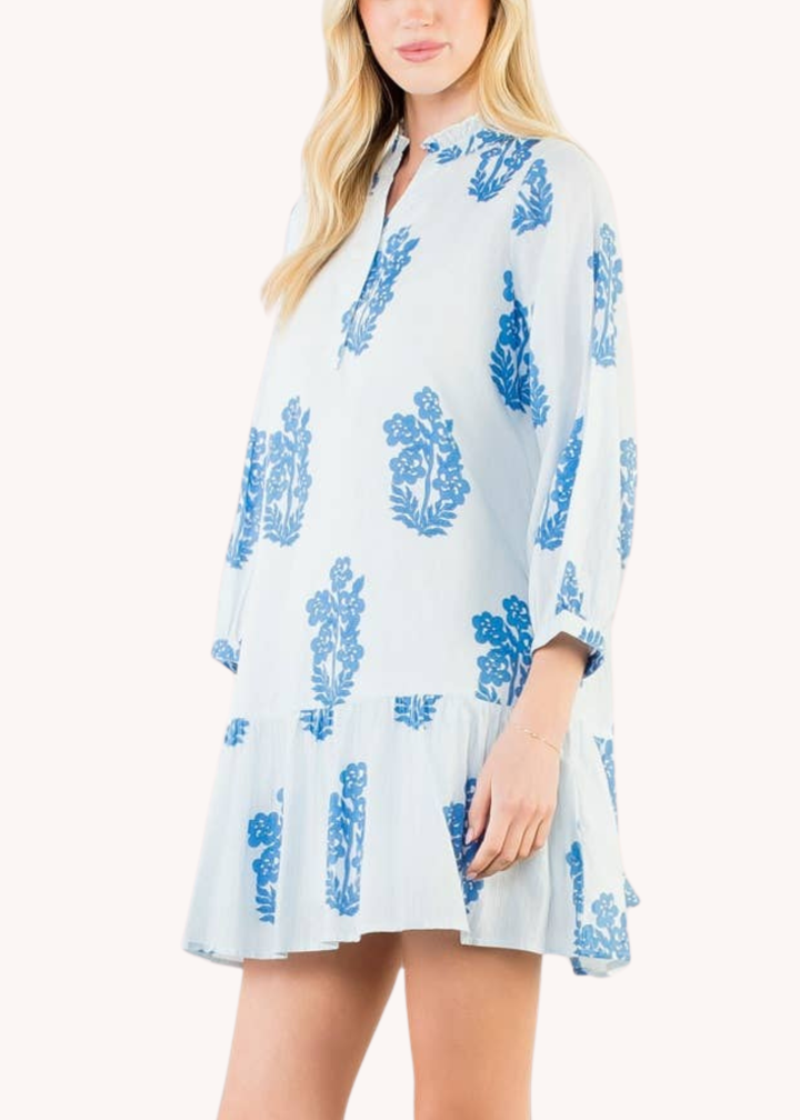 Blockprint Cotton Tiered Dress