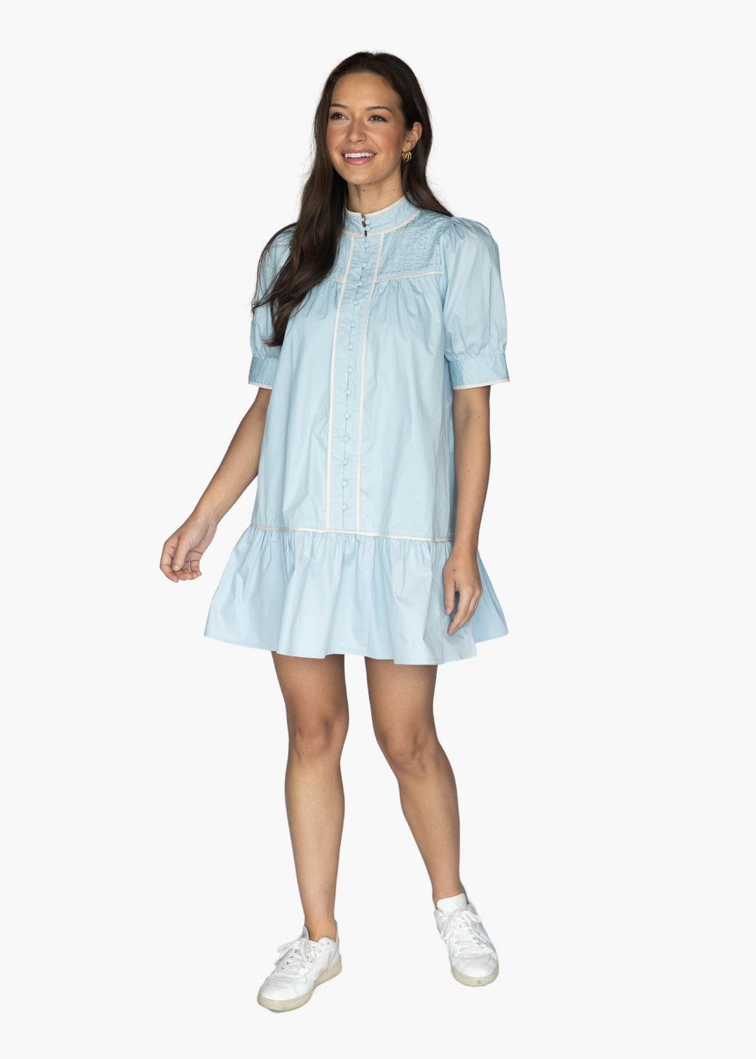 Tillie Mini Dress in Light Blue Poppy and Pink Tillie Mini Dress in Light Blue Poppy and Pink