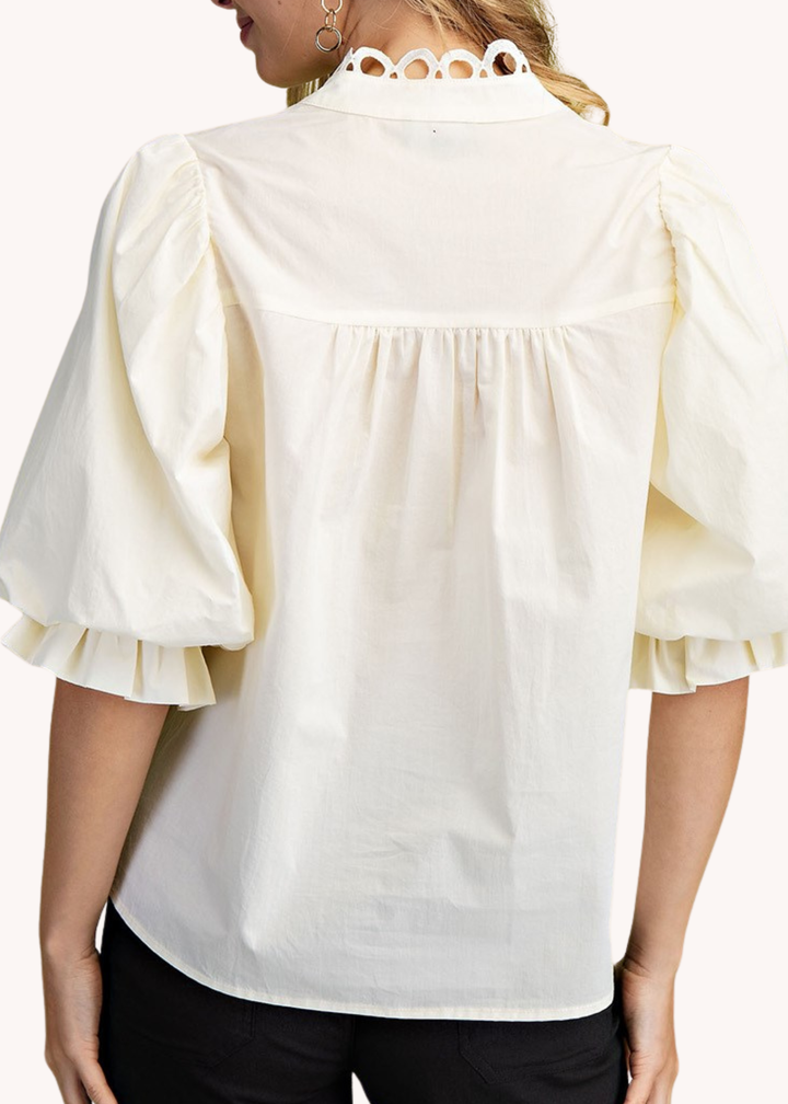 Marlena Puff Sleeve Top in Cream