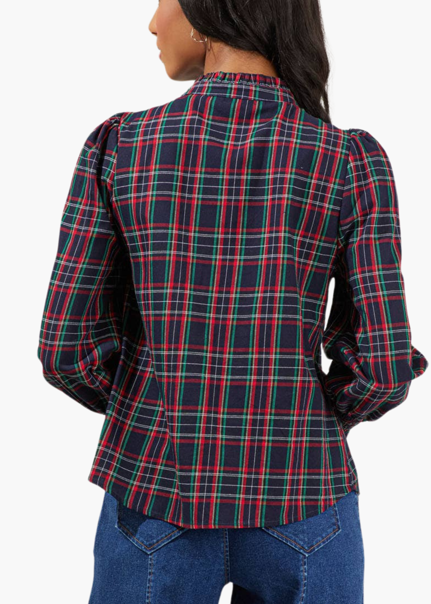 Brisvan Plaid Split Neck Top