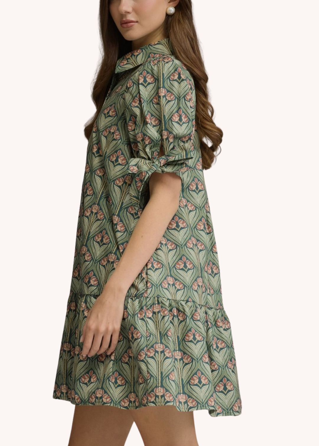 Emily Cotton Mini Dress in Hunter Green