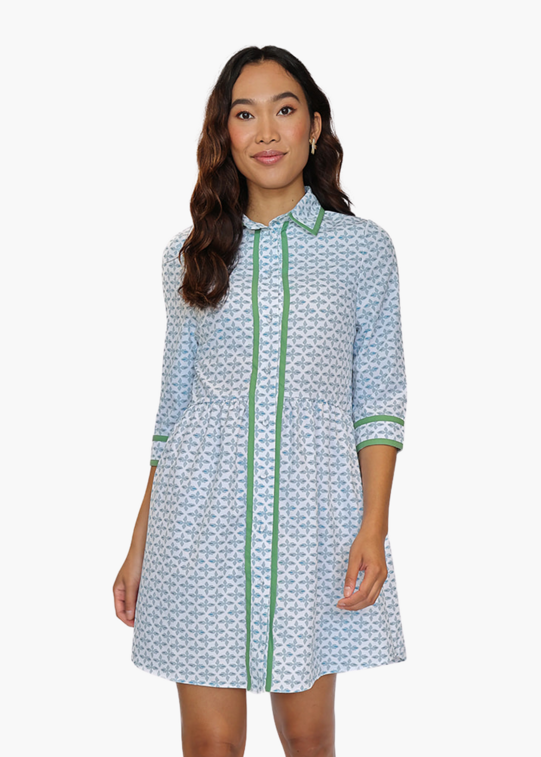 Elaine Mini Shirt Dress in Posey Pool