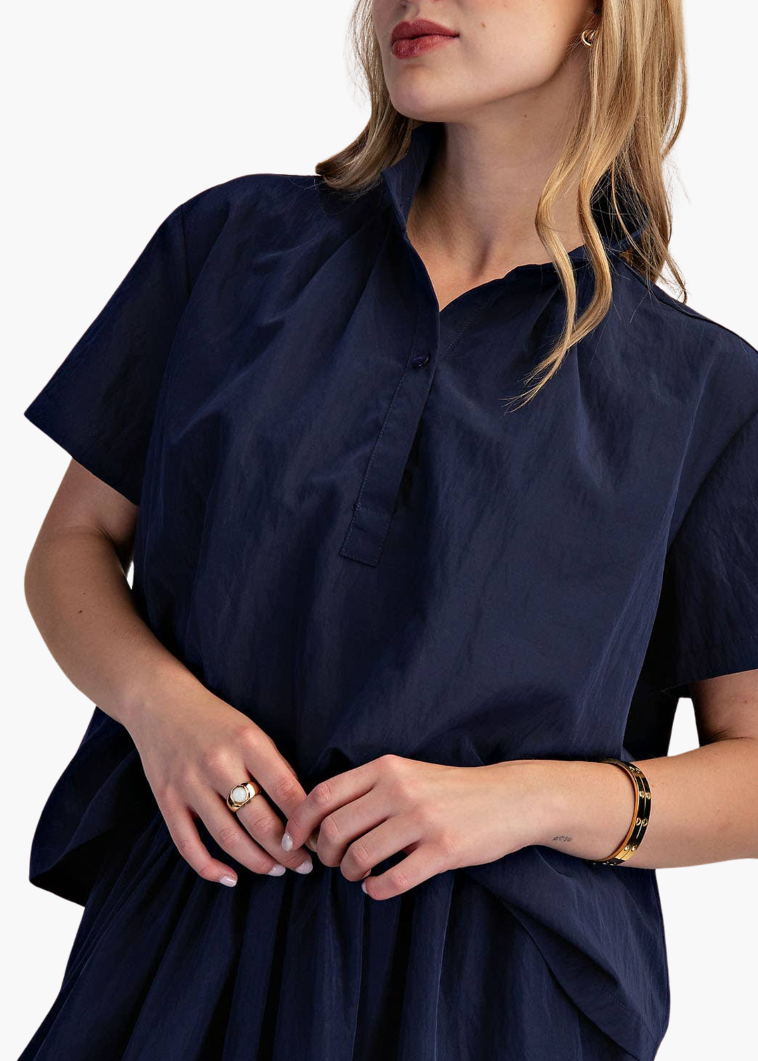 Chloe Lightweight Cotton Top in Navy