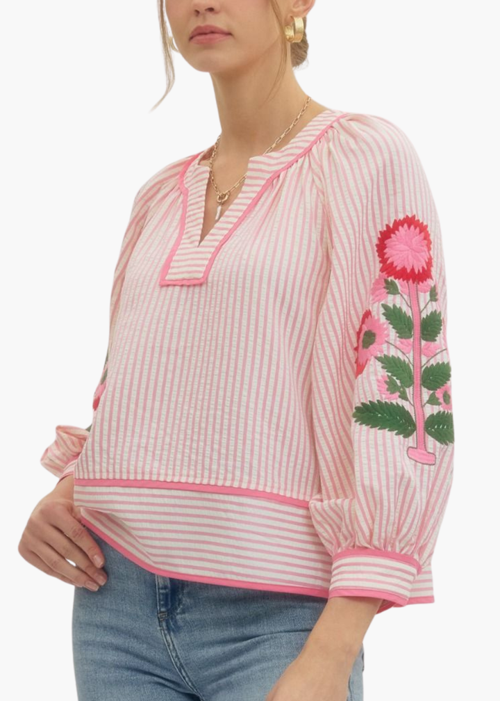 Jaipur Floral Top in Pink